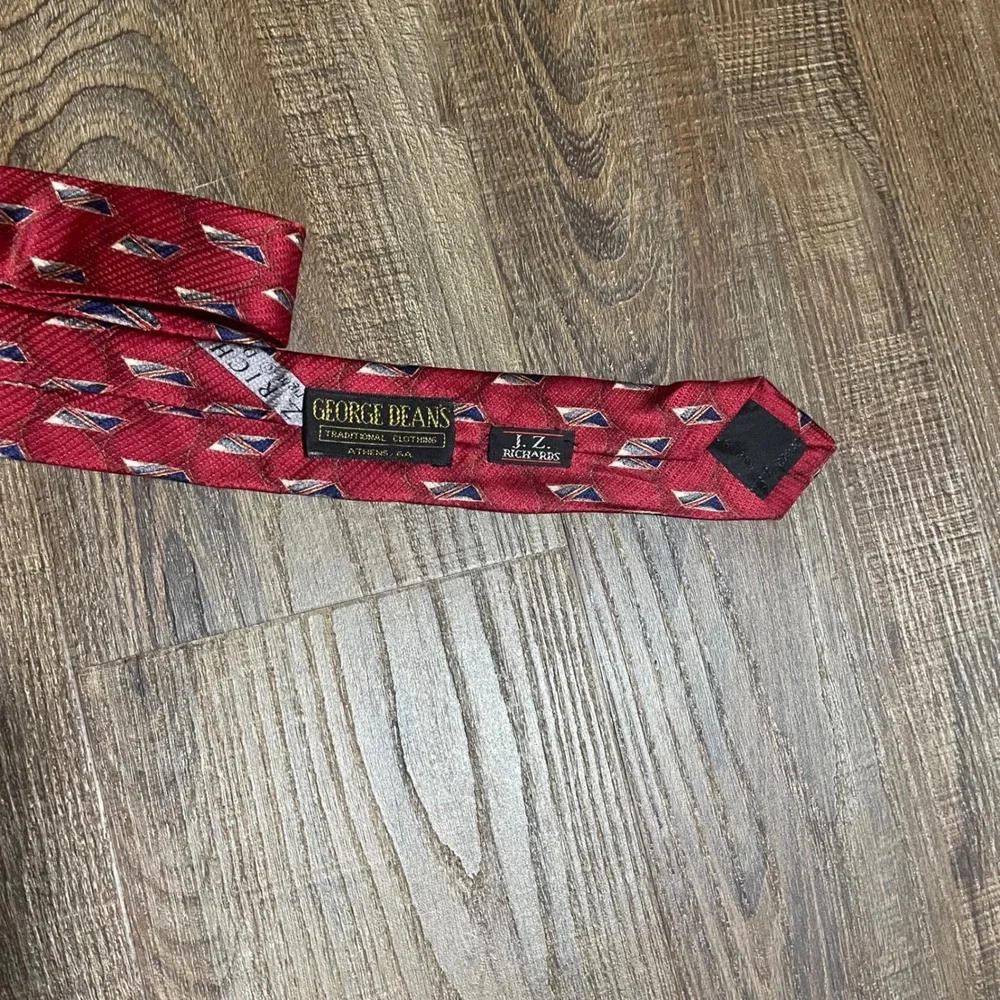 J.Z. Richards Red Silk Geometric Necktie‎ Men's Traditional Clothing